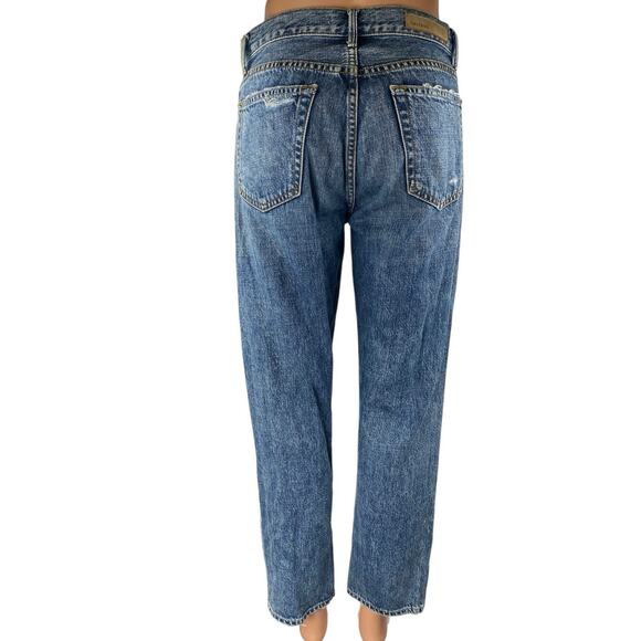 GRLFRND Womens Blue Distressed Medium Wash Mid Rise Straight Denim Jeans Size 25 - Picture 3 of 5